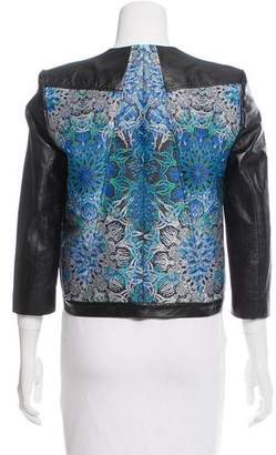 Helmut Lang Jacquard Leather-Trimmed Jacket w/ Tags