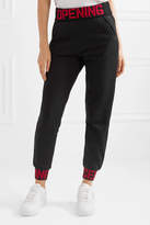 Thumbnail for your product : Opening Ceremony Intarsia-trimmed Cotton-jersey Track Pants - Black