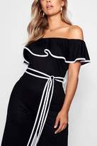 Thumbnail for your product : boohoo Plus Anna Contrast Binding Bardot Jumpsuit