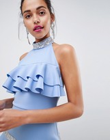Thumbnail for your product : ASOS DESIGN DESIGN sequin collar frill mini dress