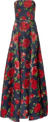 Carolina Herrera Floral-Print Silk Gown