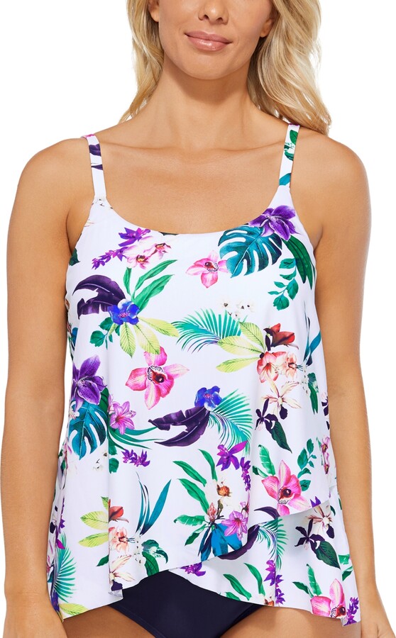 Island Escape Swimwear Cape Town Printed Adjustable TulipHem Tankini, Created for Macy's Women