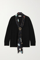 Thumbnail for your product : Lanvin Wool And Printed Silk-twill Cardigan - Black
