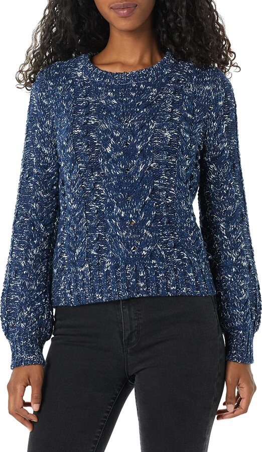 Goodthreads Women's Marled Popcorn Stitch LongSleeve Cropped Crewneck Sweater ShopStyle