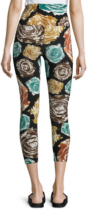 Norma Kamali High-Rise Floral-Print Cropped Sport Leggings