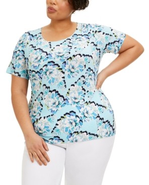 JM Collection Plus Size Printed Jacquard Top, Created for Macy's