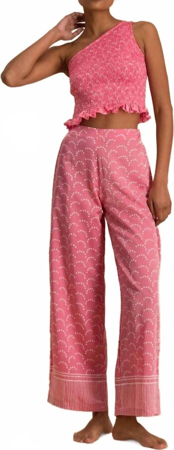 CLOE CASSANDRO Tara Silk Blend Top In Bubblegum Dot