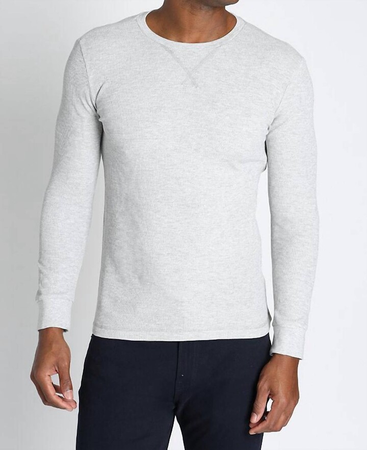 JACHS NEW YORK Classic Waffle Crewneck Sweatshirt In Light Grey