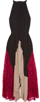 Thumbnail for your product : Saloni Iris Lace-Paneled Crepe Maxi Dress