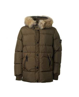 Stone Island Junior Crinkle Nylon Down Fur Hooded Jacket
