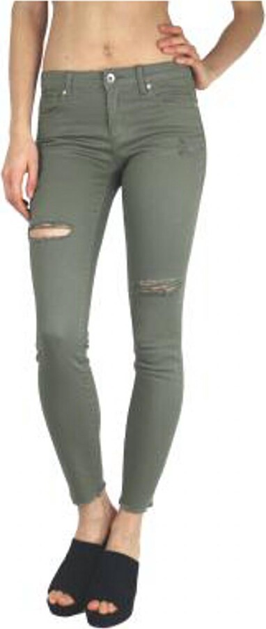 Tractr Fray Hem Ankle Crop Jeans In Vetiver