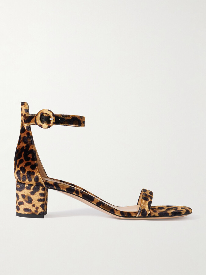Gianvito Rossi - Gaeta 45 Leopard-print Velvet Sandals - Animal print