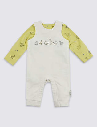 Marks and Spencer 2 Piece Organic Unisex Dungarees & Bodysuit