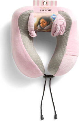 TJMAXX Cooling Fabric Memory Foam Neck Pillow With Pocket And Pouch, Spandex