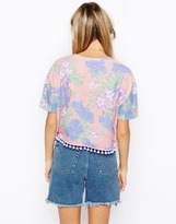 Thumbnail for your product : ASOS T-Shirt with Tassel Hem in Paradise Print