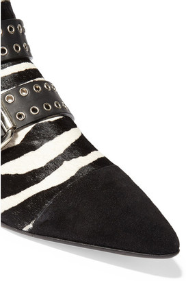 Isabel Marant Rolling Zebra-print Calf Hair, Suede And Leather Ankle Boots - Zebra print