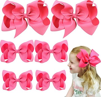 AILEAM Hair Bows for Girls 6PCS Girls Toddler bows Clips Pink Grosgrain Ribbon Alligator Clips Kids Hair Accessories ( 6inch ×2, 4inch ×2, 3inch ×2)