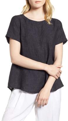 Eileen Fisher Short Sleeve Organic Linen Flutter Top