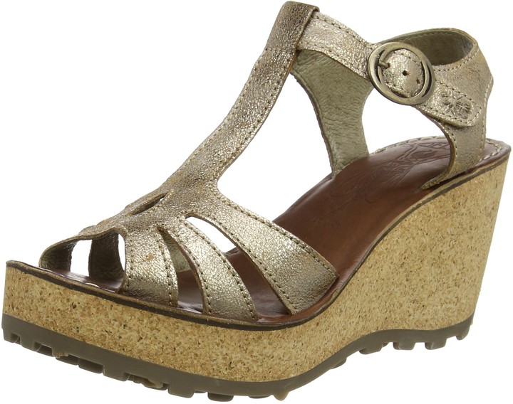 fly london gold wedge sandals
