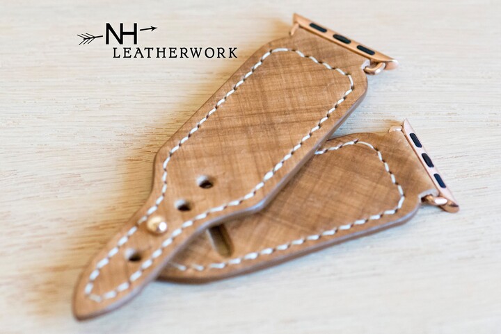 Leather Watch Band Strap, Gold Caramel Crosshatch For Apple 38/40/41mm 42/44/45/49mm Fitbit Versa 2, Samsung Galaxy