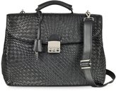 Thumbnail for your product : Forzieri Black Woven Leather Business Bag w/Shoulder Strap