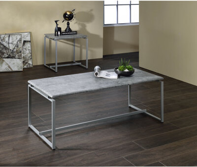 Latitude Run 3 Piece Faux Concrete Top Coffee And End Set Silver
