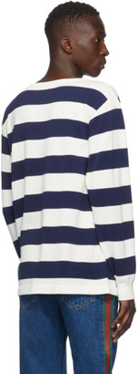Gucci Blue and White Waffle Long Sleeve Sweatshirt
