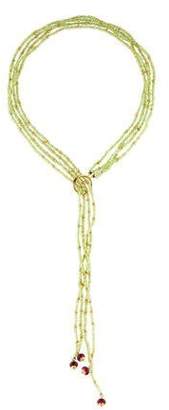 18K Peridot, Tourmaline & Diamond Multistrand Lariat Necklace