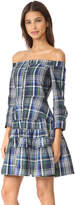 Thumbnail for your product : ENGLISH FACTORY Off Shoulder Plaid Ruffle Dress