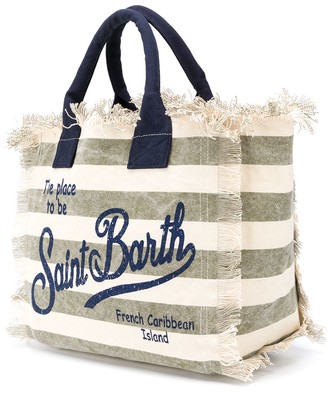 MC2 Saint Barth Striped Logo Print Beach Bag