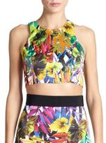 Thumbnail for your product : Milly Tropical-Print Racer Crop Top