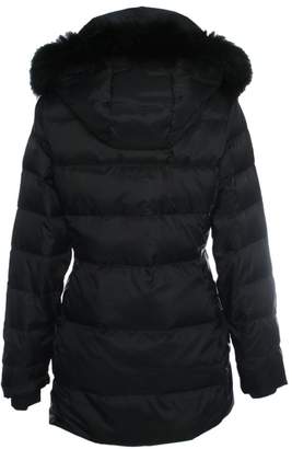 Daniel Black Mid Length Fur Trim Hooded Jacket