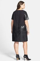Thumbnail for your product : Halogen Leather & Ponte Knit Dress (Plus Size) (Online Only)