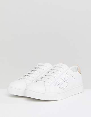 Emporio Armani Punch Hole Eagle Logo Low Top Lace Up Sneaker