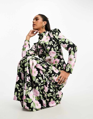 asos design high neck embroidered maxi dress