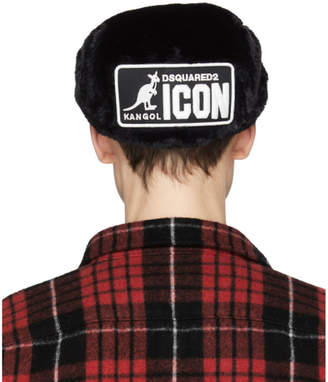 DSQUARED2 Black and White Faux-Fur Driver Hat