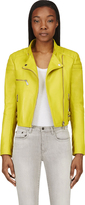 Thumbnail for your product : McQ Chartreuse Quilted Shoulder Leather Biker Jacket