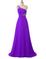 Thumbnail for your product : Angela One Shoulder Ombre Long Chiffon Evening Prom Dresses Black Red