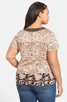 Thumbnail for your product : Lucky Brand Studded Yoke Print Top (Plus Size)