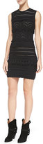 Thumbnail for your product : Etoile Isabel Marant Shelly Zigzag Open Knit Tiered Sheath Dress, Black