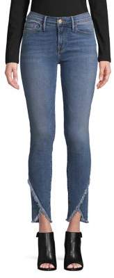 Frame Le Skinny de Jeanne Asymmetrical Raw Hem Jeans