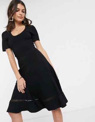 French Connection voletta crepe knitted sleeve dress