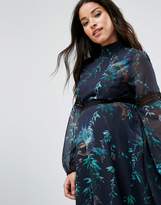 Thumbnail for your product : Hope & Ivy Maternity Printed Midi Dress With Lace Inserts