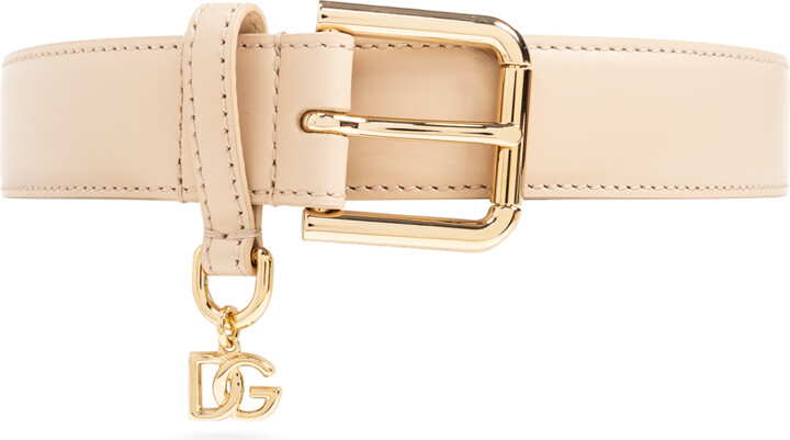 Dolce & Gabbana Leather Belt, , - Beige