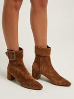 Thumbnail for your product : Saint Laurent Joplin Suede Buckle Ankle Boots - Womens - Tan