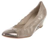 Thumbnail for your product : AGL Metallic Cap-Toe Wedges