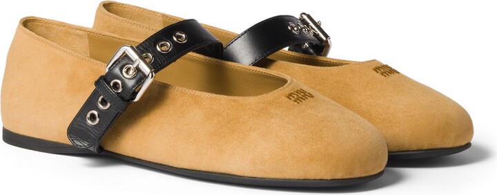 Miu Miu Suede Ballerinas Woman Honey Size 365