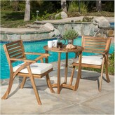 Thumbnail for your product : Christopher Knight Home Coronado 3pc Acacia Wood Patio Bistro Set with Cushions - Teak Finish