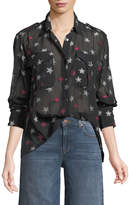 Thumbnail for your product : Rag & Bone Pearson Button-Down Star-Print Sheer Silk Shirt