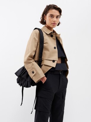 【sacai】Cropped Gabardine Blend Jacket Cotton-blend gabardine and twill jacket in beige - Sacai